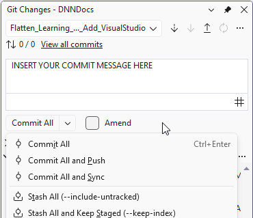 Visual Studio 2026 Commit Changes
